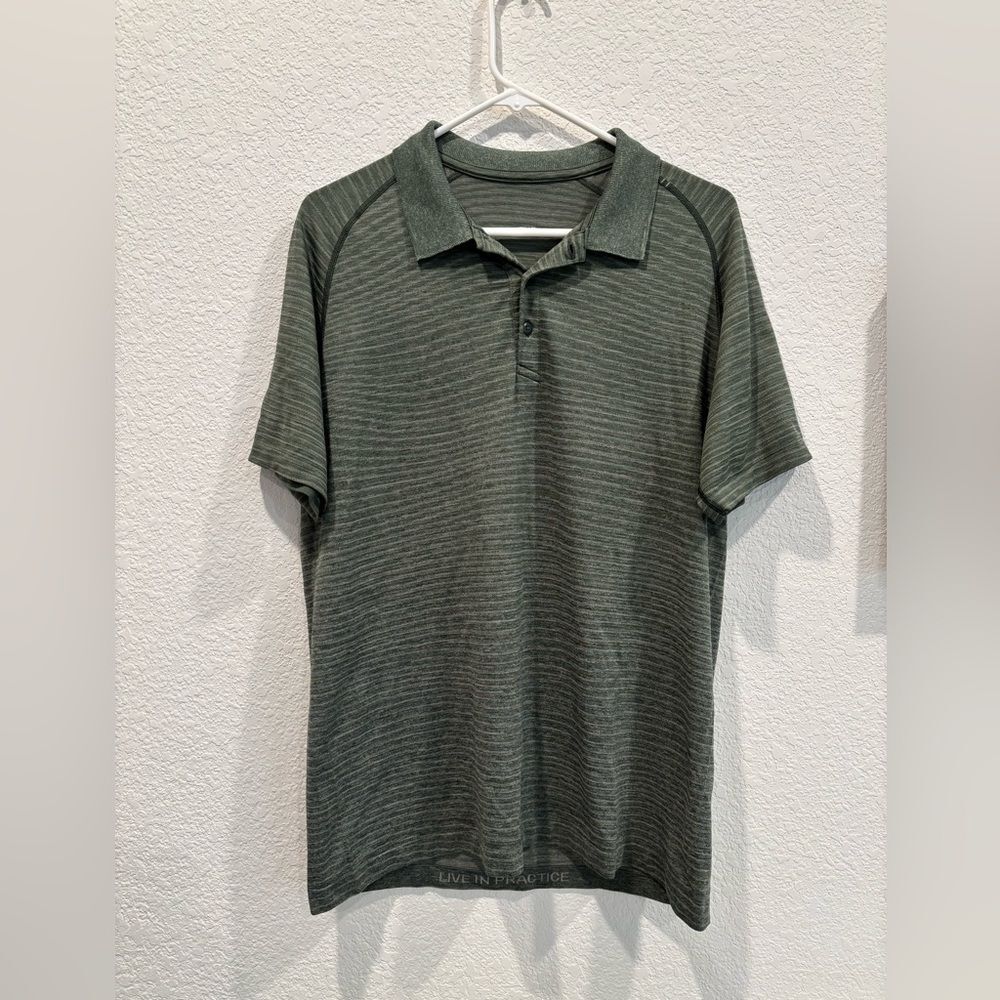 Men’s Green Lululemon Metal Vent Performance Polo Shirt Size Large Golf Strechy